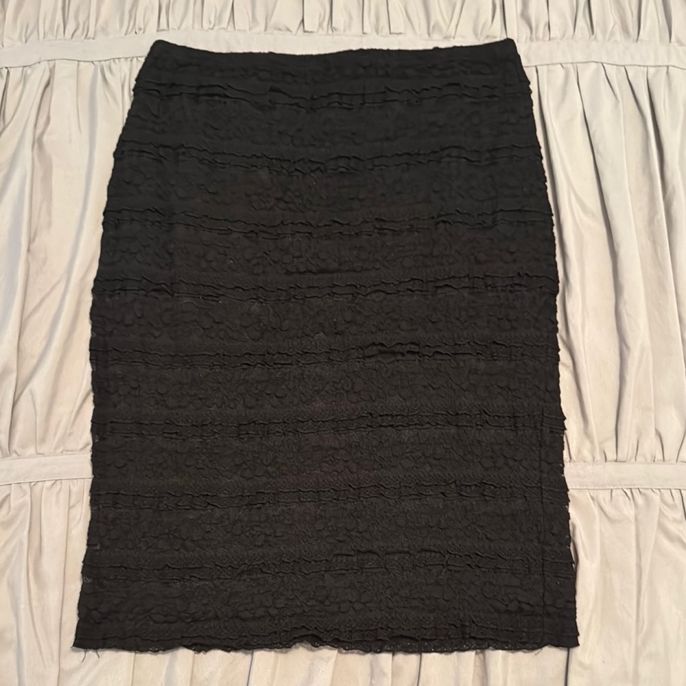 Stretchy Black Lace Layered Skirt